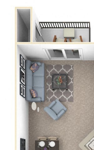 Front-to-Back Two Bedroom Floor Plan Front-to-Back Two Bedroom Floor Plan at Irish Hills Apartments, South Bend, 46614